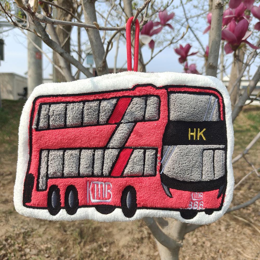 Hong Kong Style Quick-Dry Cartoon Bus Taxi Coral Fleece Hand Towel