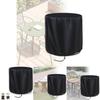 Durable Black Oxford Round Table Cover For Outdoor Patio Rain Dust Wind Protection