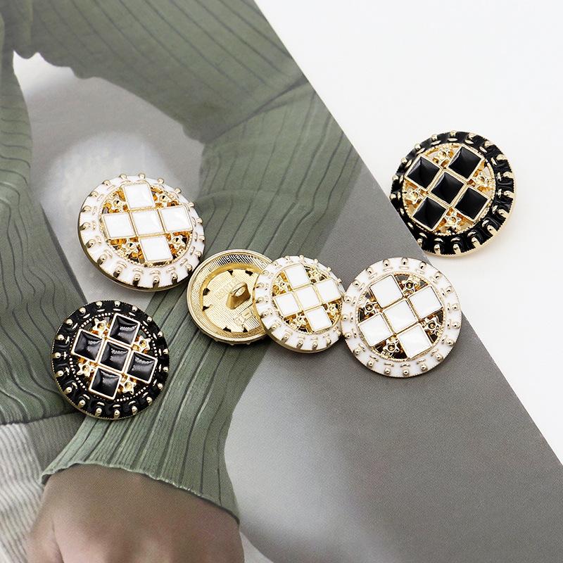 6Pcs Luxurious Design Inlaid With Rhinestones Metal  Button For Clothing Coat Skirt Clothing Accessory High Qulity Glod Black