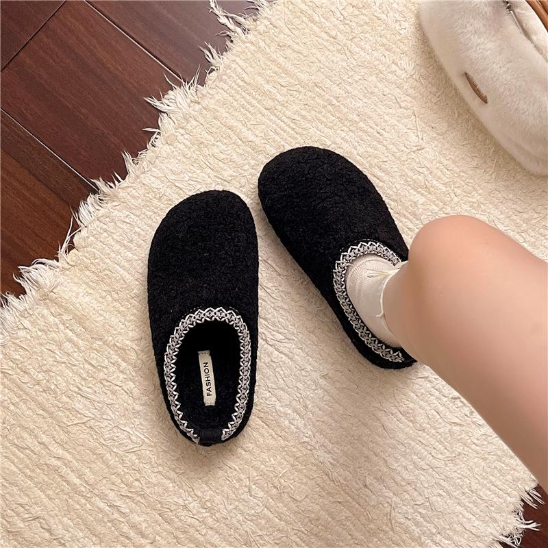 Retro rutschfeste dicksohlige flauschige Hausschuhe für Damen-Outdoor-Bekleidung 2025 neue Herbst- und Winter-vielseitige höhenverlängernde weichsohlige Zehentrenner