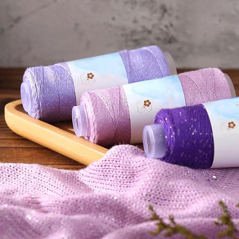 1PC Sequined Yarn Shiny Silk Thread DIY Handmade Silver Thread Yarn Hand Woven Pure Cotton Real Silk Gift Knit