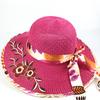 Women'S Wide Brim Straw Sun Hat with Floral Design - Breathable, Protection, Elegant Beach Cap for Summer, Beach Ha