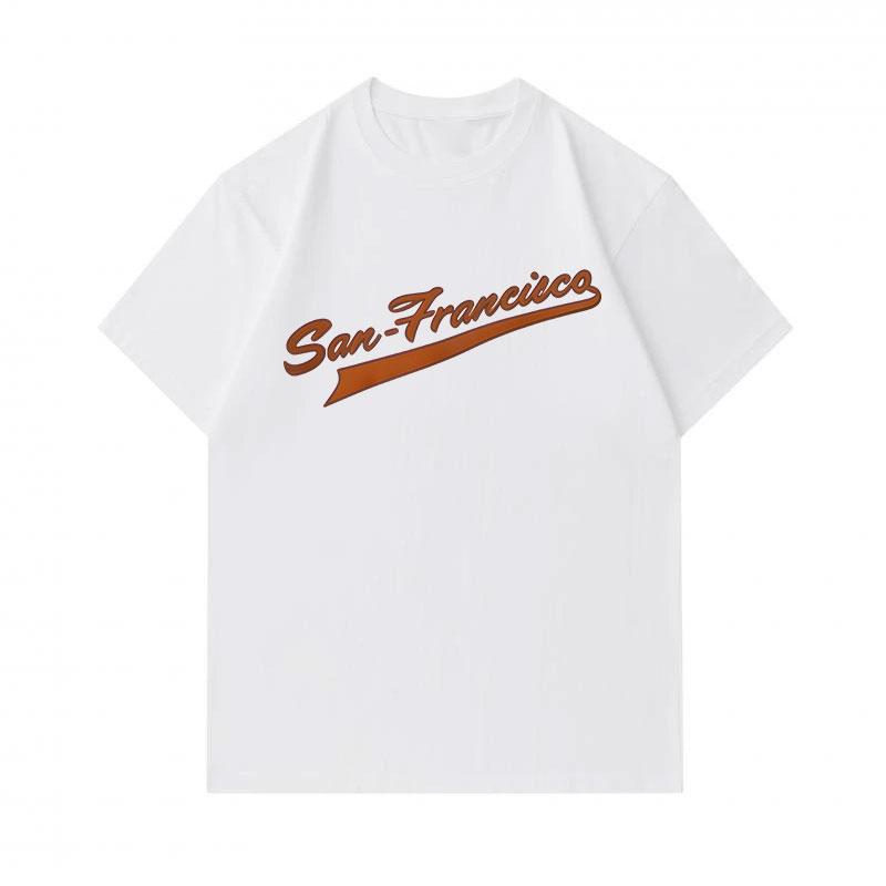 Men's 100% Cotton Crew Neck Short Sleeve T-shirt, Classic San Francisco Cursive Print Casual Breathable Lightweight Summer Daily Wear Tee for Men