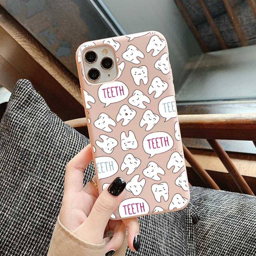 

Чехол для телефона с рисунком зуба и дантиста для iPhone 14 11 12 13 Mini Pro Xs Max 8 7 6 6S Plus X XR Однотонный чехол конфетного цвета iphone 14