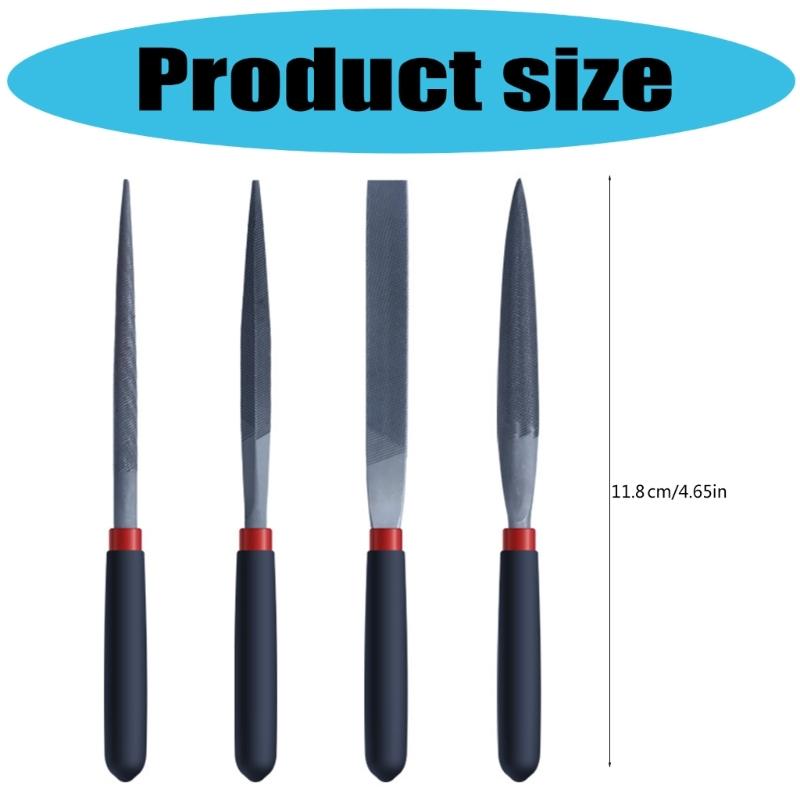 4Pcs Needle File Set Hand Metal Files Strength Steel Include Flat Warding Square