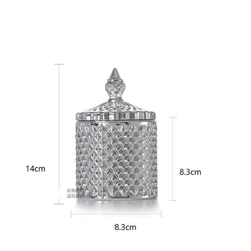 Europäisches Retro-Glas-Aufbewahrungsglas mit Deckel, Transparenter Goldener Schmuck- & Wattestäbchenhalter, Süßigkeiten- & Make-up-Pinsel-Organizer