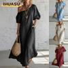 Fashion Summer Spring Solid Color Print Short Sleeve Casual Dresses