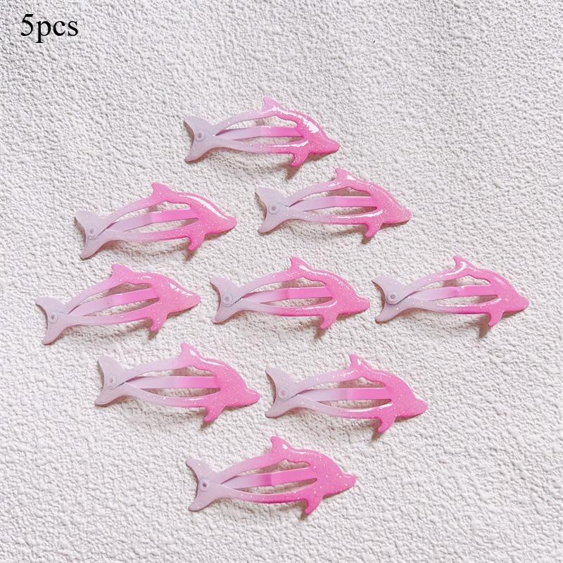 Women's Hair Accessories Gradient Multi Color Side Split Hair Clips Cute Dolphin Hair Claw Metal Animal Print Hair Clip for Girl