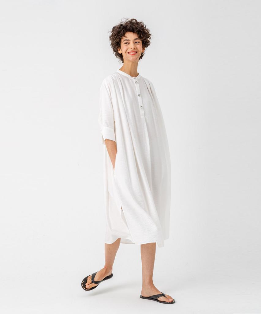 PAGE Shirred Shirt Dress_Ivory