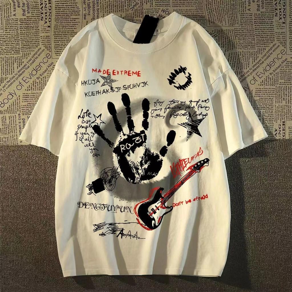 Summer Casual T-shirt Printing Men's Round Neck Fashion Short-sleeved Loose T-shirt Plus Size