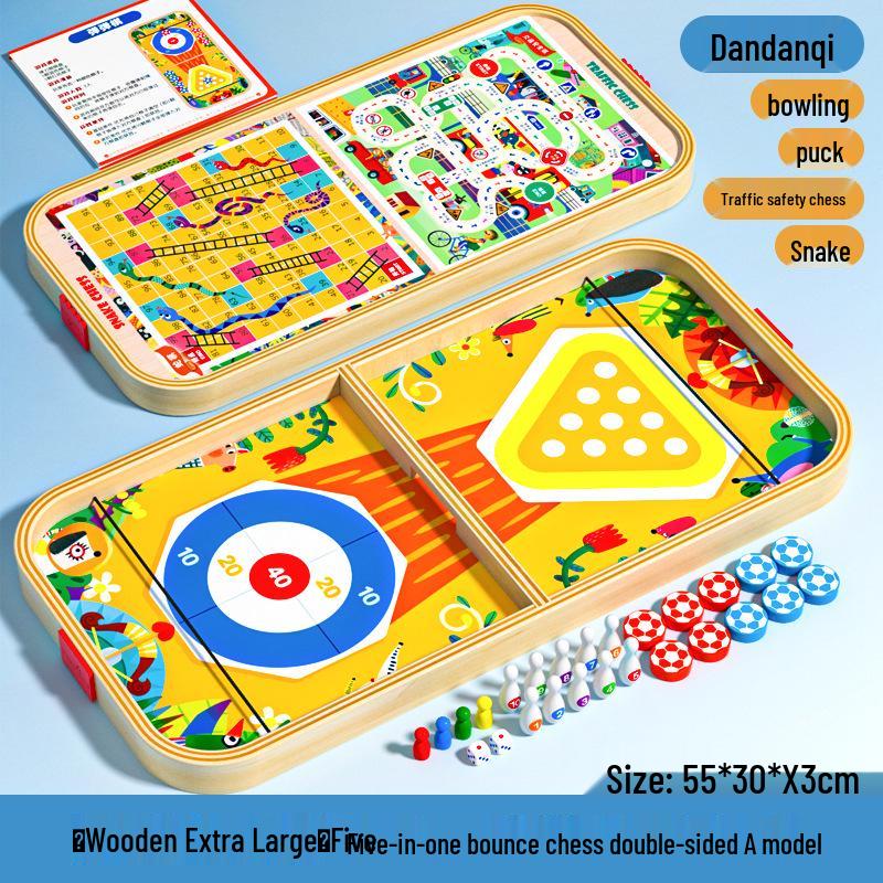 Bouncing Chess Catapult: Wooden Two-Player Battle Game for Parent-Child Interaction & Educational Fun