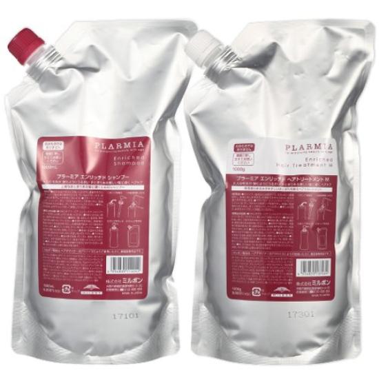 

Milbon Plarmia Enriched Shampoo 1000mL + Treatment M 1000g Refill Set