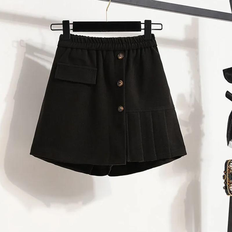 

Женские шорты Универсальные Хлопковые Однотонные Эластичные Свободные Повседневные Большого Размера Короткие Юбки Брюки XXL чёрный