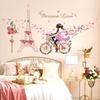 SK9006 Flower Fairy Bicycle Tower Girl Bedroom Living Room Cafe Wall Sticker