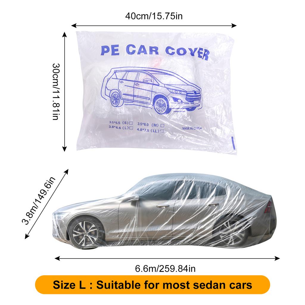 Einweg Universal PE Autoabdeckung Wasserdicht Staubdicht Dick Transponierbar Autoschutz für Fahrzeug Außenschutz