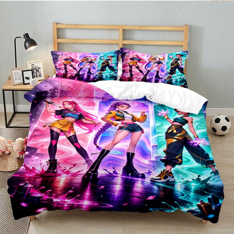 K-pop Heroes In Action 3PCS Bedding set,Ideal for 1pc Duvet Cover And 2pcs Pillowcases Perfect for Fan gift,Ideal for Bedroom, Dormitory