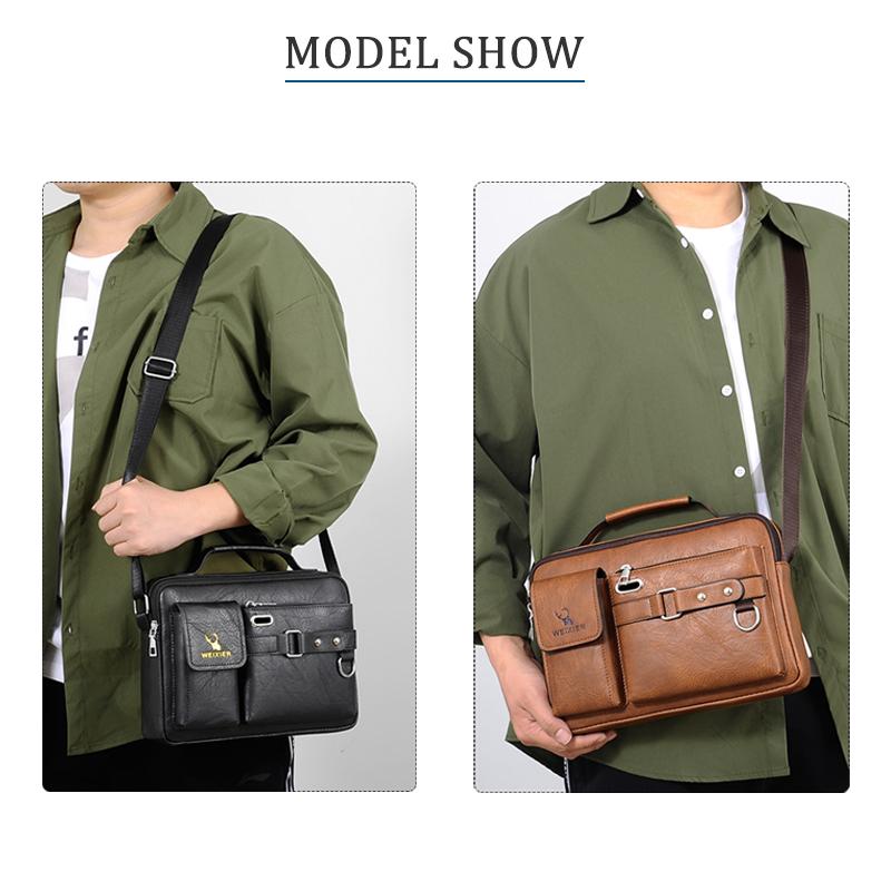 Messengerväskor för män Läder Crossbody-väska Vattentäta axelväskor Multifunktionsportfölj Researbete Business Handväskor Justerbar rem