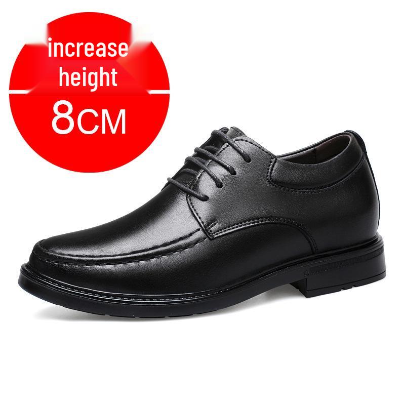Invisible Height Boosting 8cm Men s Leather Shoes - Business Casual & Wedding 38