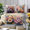 Fräsch lantlig design ros, lilja och liljemönster örngottLämplig för soffa bil sovrum dekorativt kuddöverdrag kuddfodral