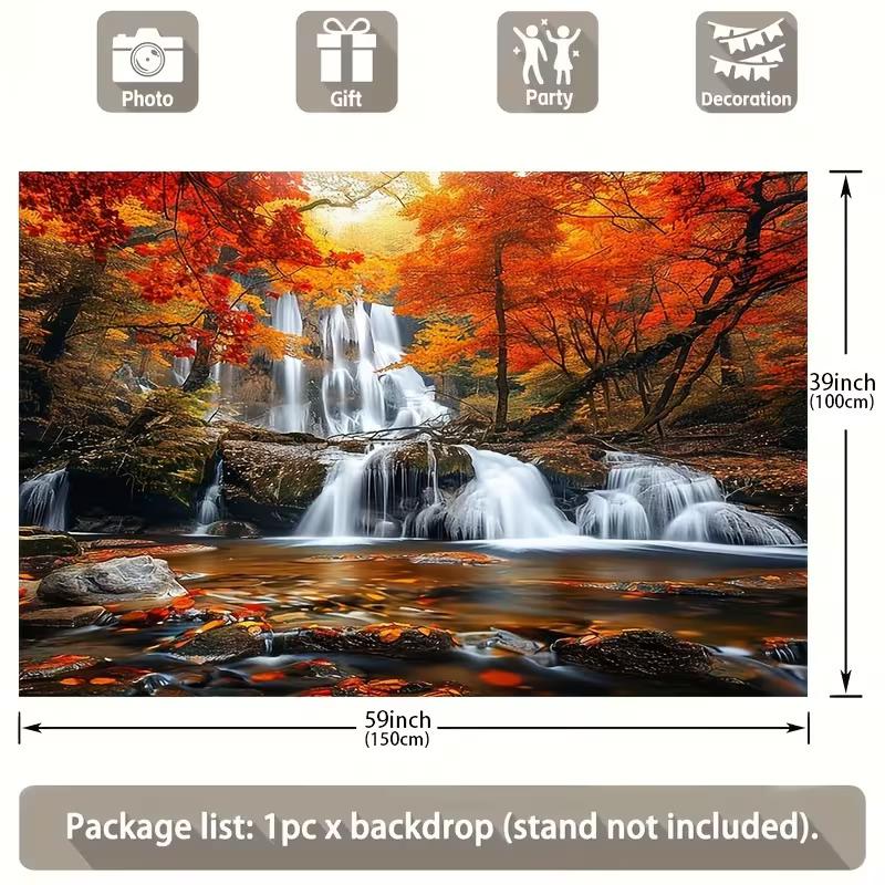 

2D Autumn Forest Waterfall Wall Tapestry Nature Background Cloth for Home Party Decor 47.2x31.5inch/120*80cm