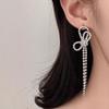Sparkly Double Layer Zirconia Bow Stud Earrings In 925 Silver Needle, High-End Niche Design, Fashionable and Versatile Jewelry