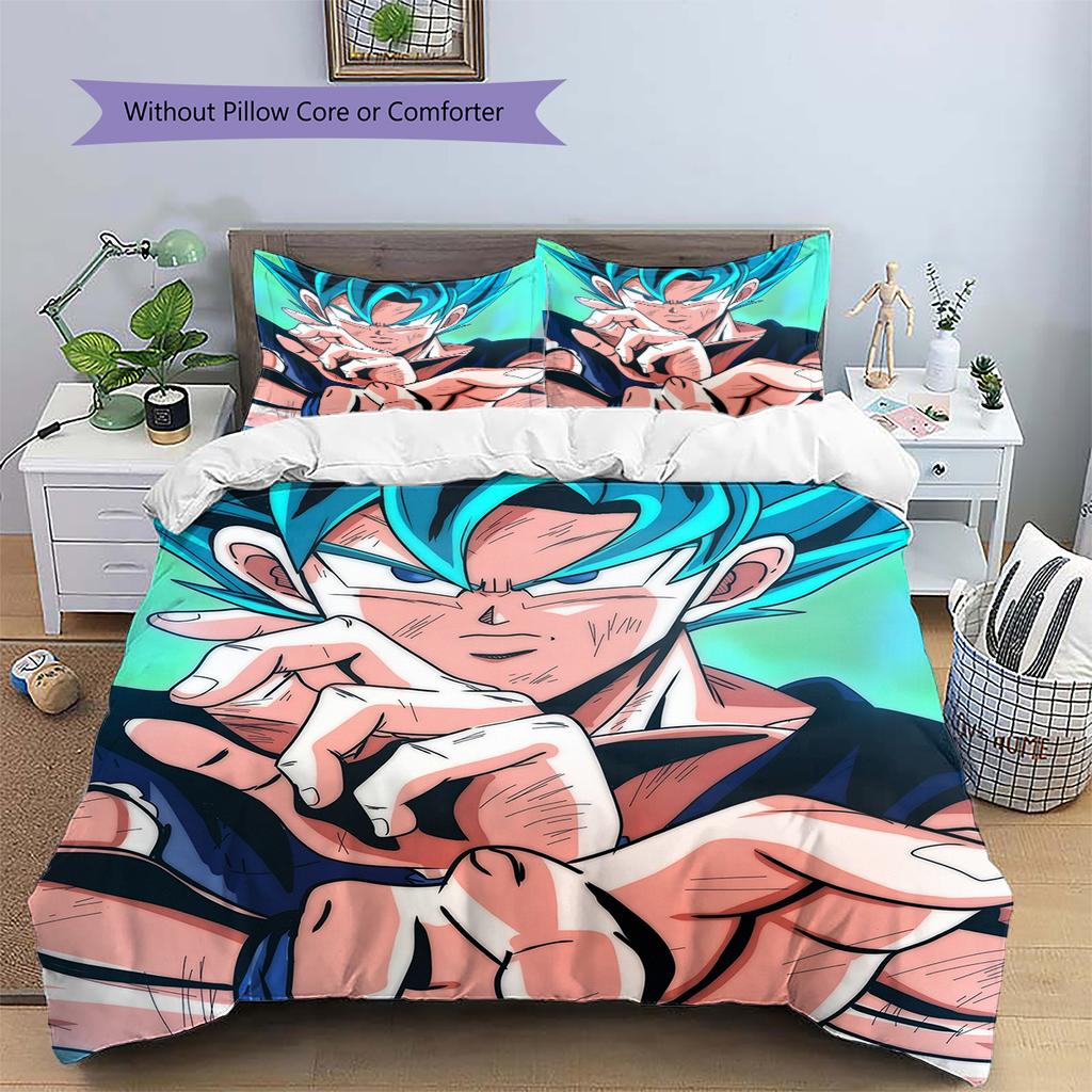 Son Goku Vzor Dragon Ball Povlečení Domácí Dekorace Narozeninový Dárek (1 * povlak na peřinu + 2 * povlak na polštář, bez jádra)