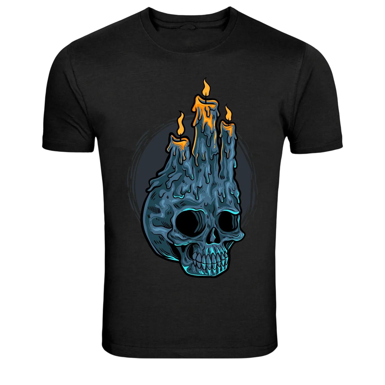 Melting Candle Skull Gothic Dark Graphic T-Shirt M