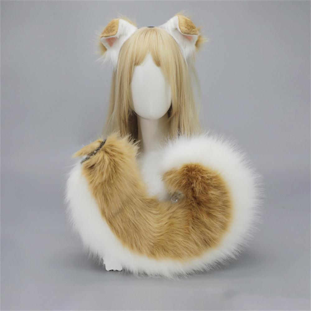 12 Styles 2Pcs/Set Furry Anime Dog Ear Headband Tail Cartoon Comic-Con Cosplay Costume Accessories Plush Animal Ears Tail