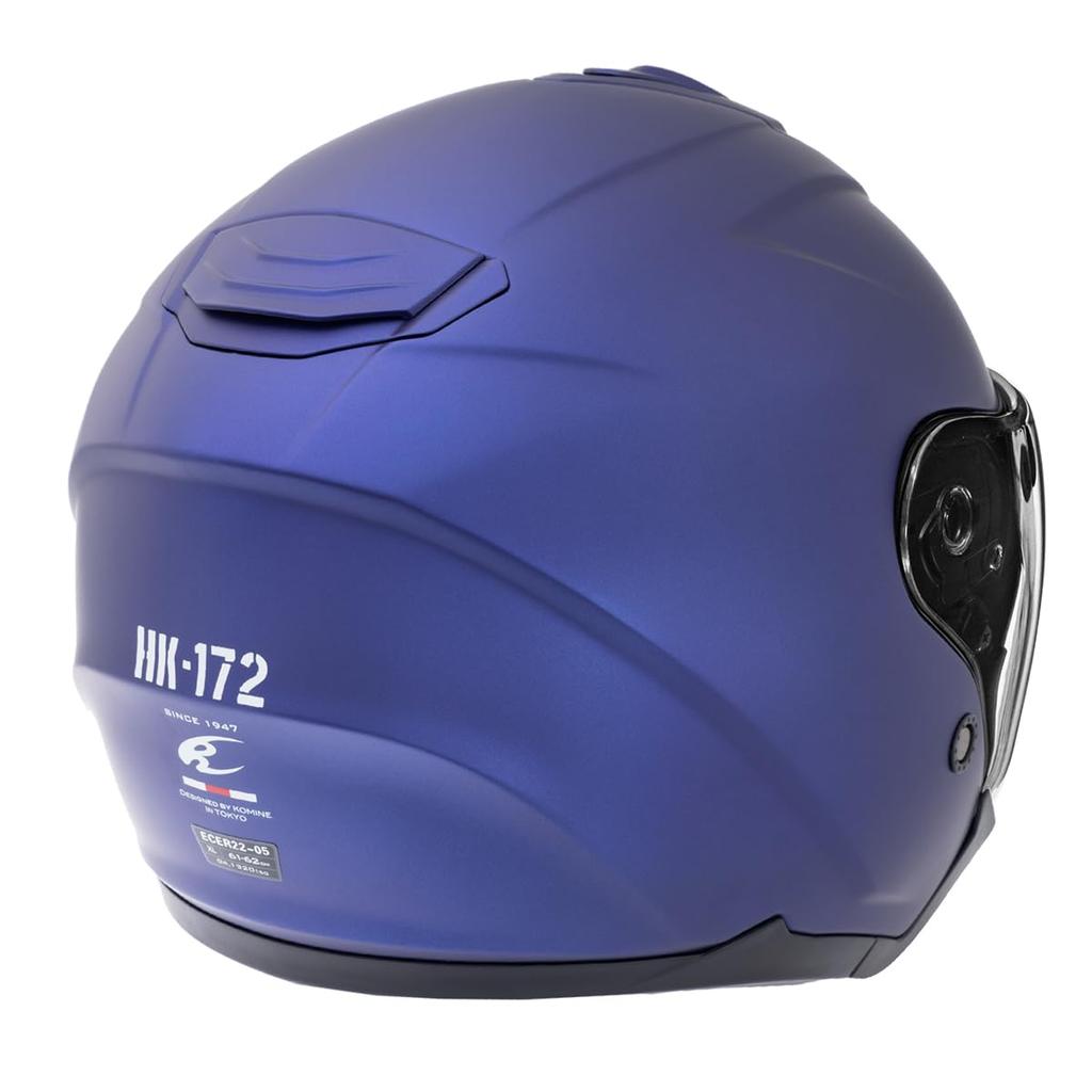 Komine HK-172 FL Motorcycle Composite FRP Jet Helmet, Matte Metal Blue, XL