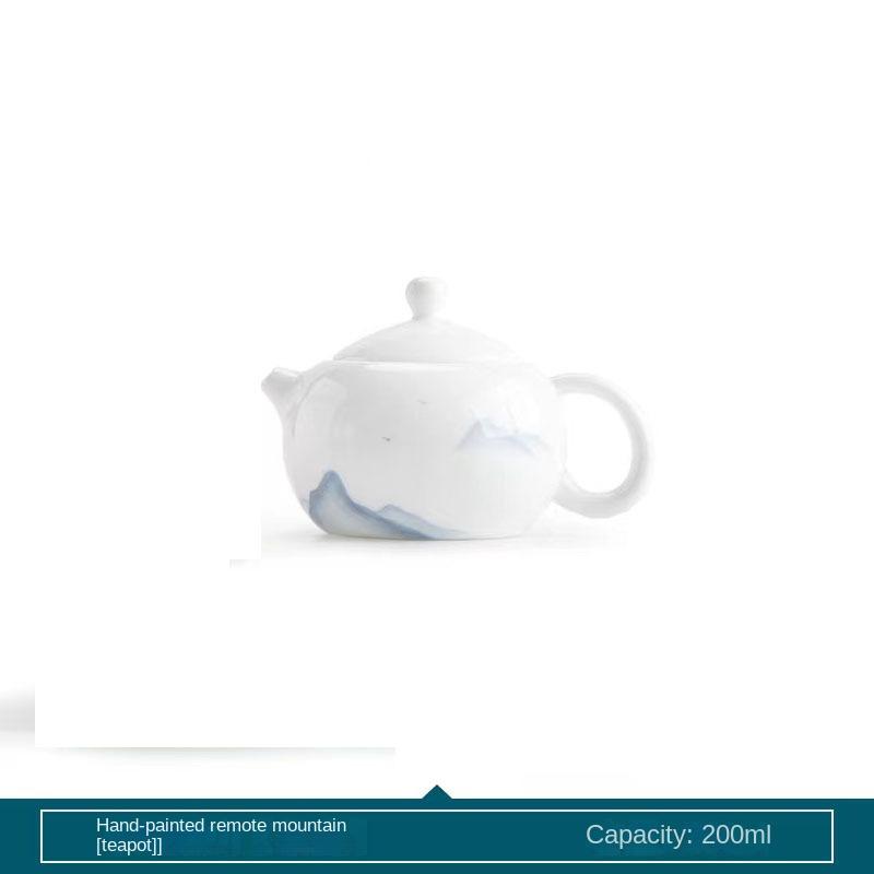 Hand Painted Yuanshan Teapot White Porcelain Xi Shi Pot Filter Single Pot Kung Fu Tea Set Teapot Tea Kettle Tea Infuser