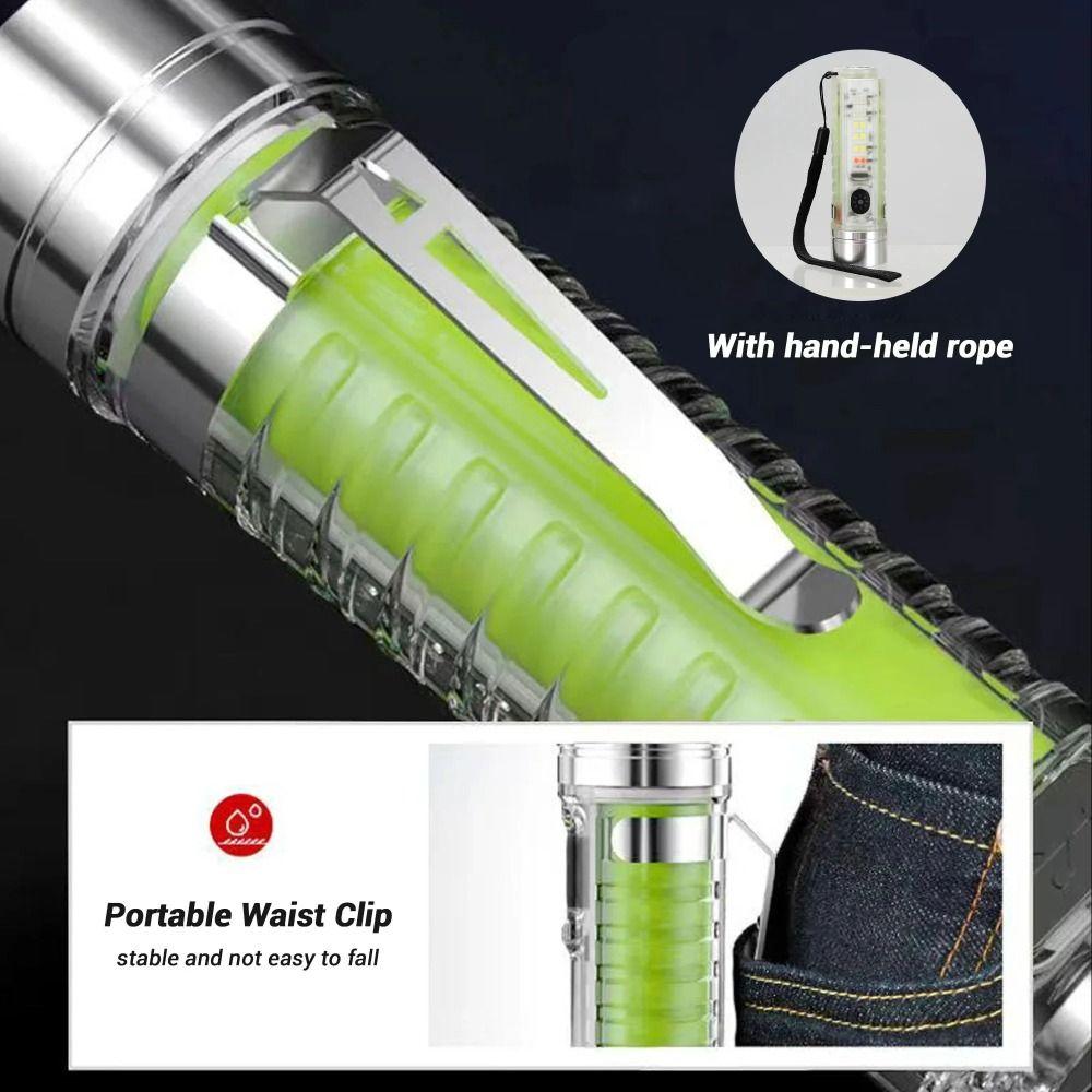 Multi-function Long-range Spotlight Fluorescent Handheld Lamp Rechargeable Flashlight  Warning