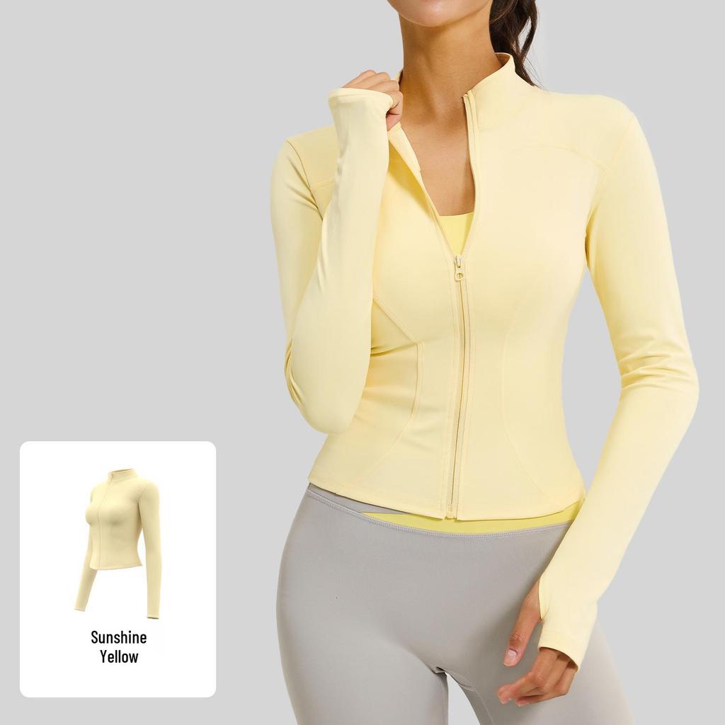 Women's Juyitang Stand-up Collar Yoga Jacket for Running & Cycling - Slimming, Elastic Fitness Top