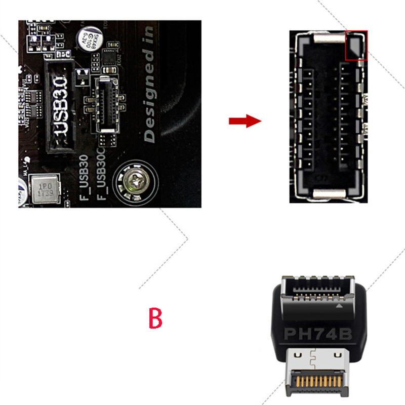USB3.1 Type E Connector 90 Degree Angled Elbow Type C Converter Cable Splitter for Computer Mainboard Front Panel USB Adapter