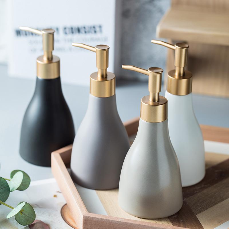 Ceramic Bathroom Liquid Soap Dispenser Bottle Shampoo Shower Gel and Lotion Storage Bottles Home Hotel Disinfectant Bottle