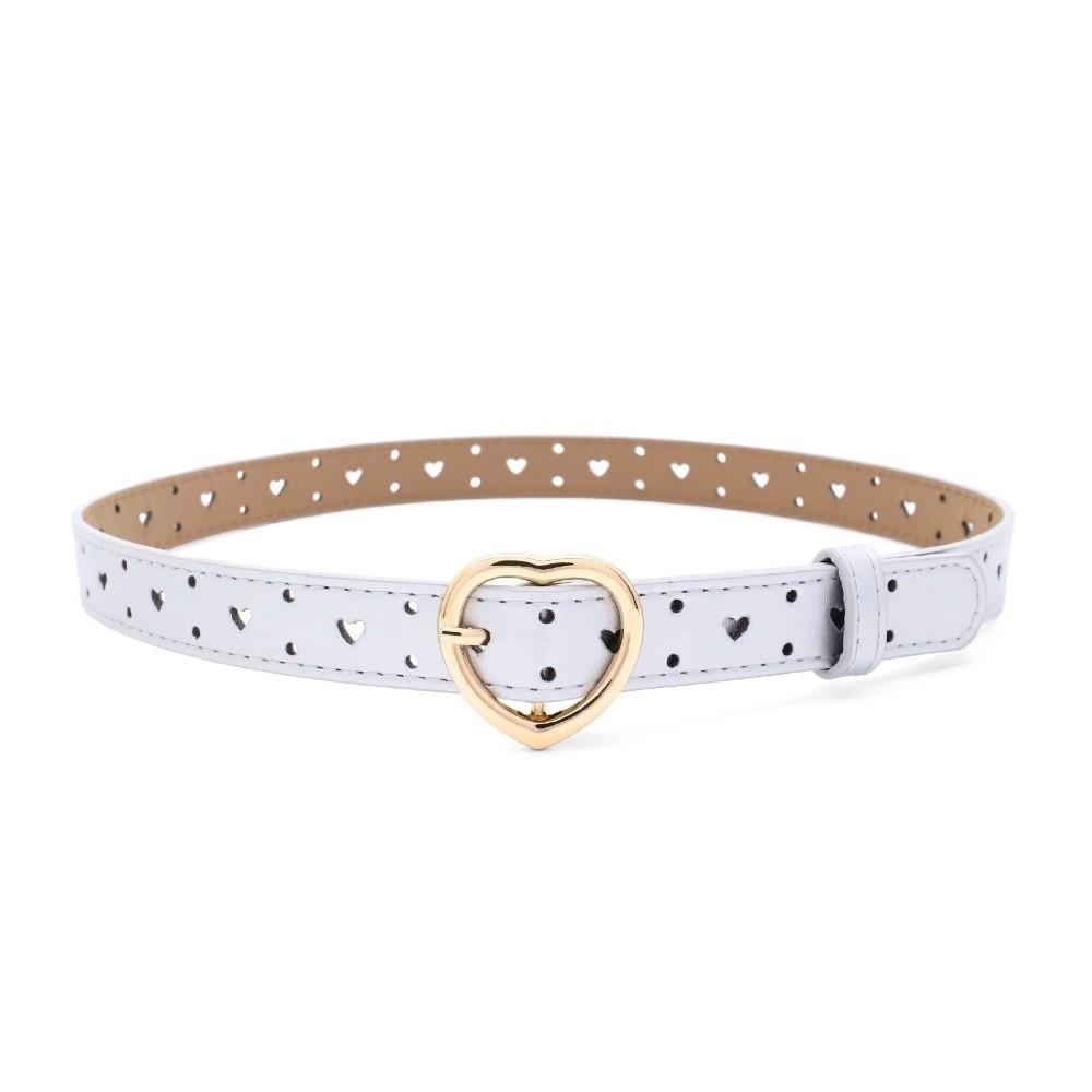 Faux Leather Buckle Belt Heart-shaped Pin Girls Dress Belt Youth Kids Waist Belt for Kids