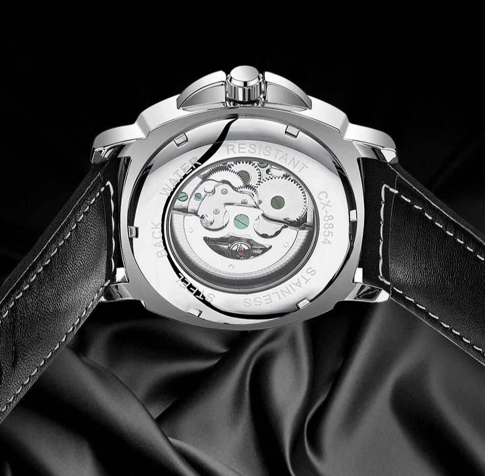 Men Automatic Skeleton Watch Large Dial Mechanical Luminous Fashion Wristwatch