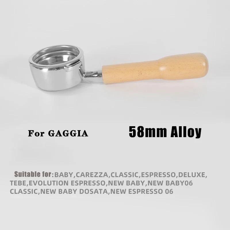 Filtro da 58 mm per Macchina da Caffè GAGGIA Portafiltro Senza Fondo per Caffè Espresso Casalingo Manico in Legno Massello Strumento Universale da Barista