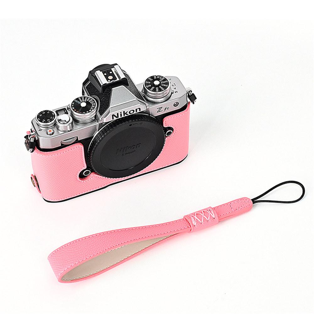 Palm Print PU Leather Camera Half Body Case For Nikon Zfc ZFC Battery Opening Bottom Cover With Hand Strap
