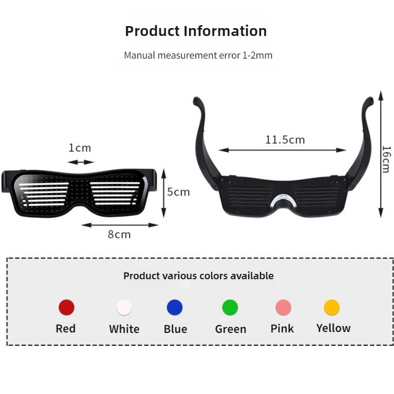 Occhiali Luminosi Bluetooth Prop di Scena per Vestirsi Ricaricabili USB Occhiali Dinamici APP per Festa di Natale Bar