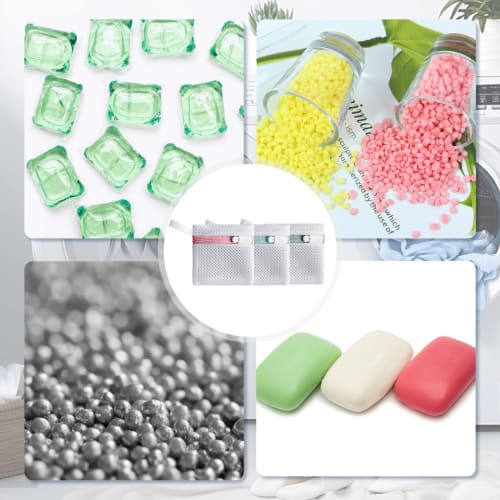 Seiunn Small Laundry Net, Mini (3-Piece Set) - Detergent Net, Powdered Soap Net, Magnesium Laundry Net, Mesh, Durable, Prevents Residual Soap from Sti