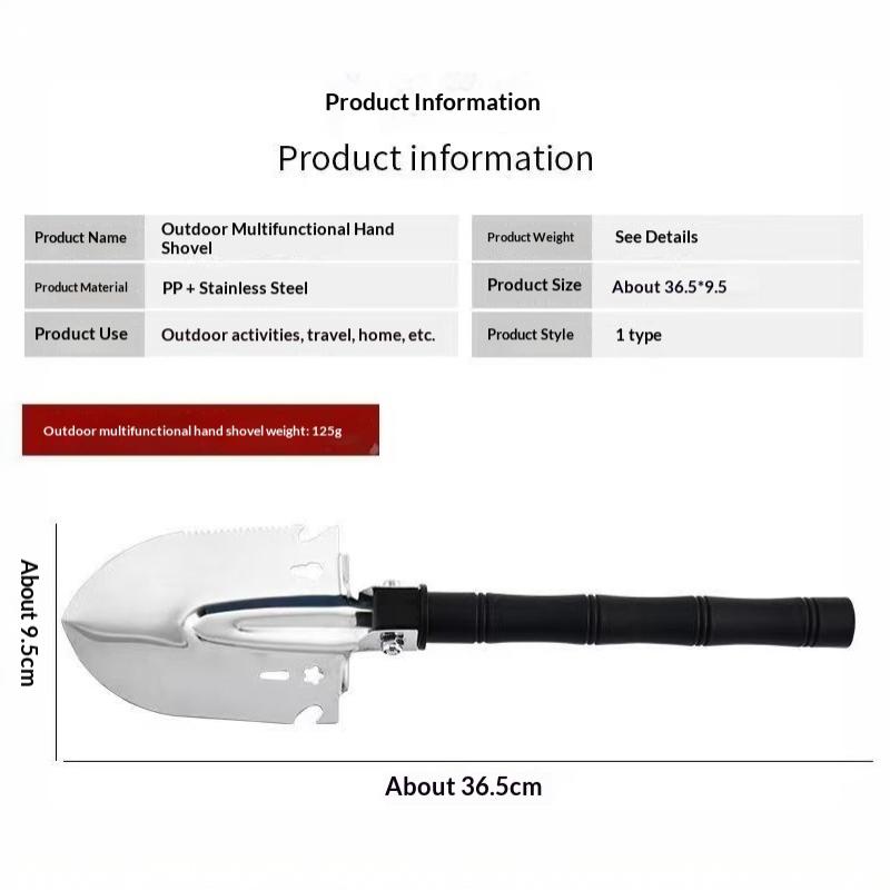 Military Shovel Multi-functional Portable Stainless Steel 1PC Outdoor Tool for Camping Hiking Survival Emergency Trips
