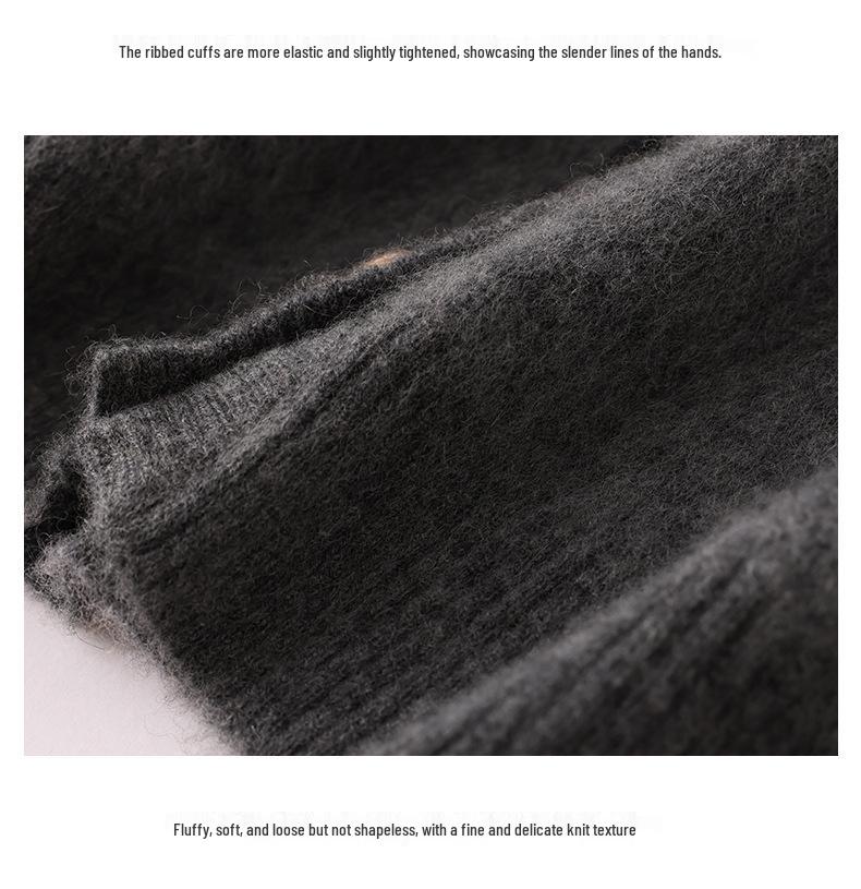 Women's 100% Pure Wool High Neck Sweater, Buttoned Cardigan, Loose Fit, Autumn/Winter Fashion.