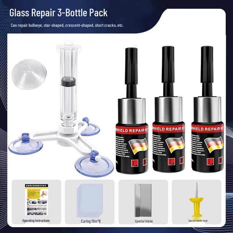 Windshield Repair Liquid for Cracks, Fissures & Scratches - Traceless Damage Restorer