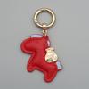 Instant Wealth Leather Keychain with Cartoon Pony Pendant for Couples – Trendy Bag and Car Accessory