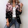 Women's Floral Print Cardigan, Long Sleeve Ruffle Open Front Top, Casual Outerwear for Spring and Fall