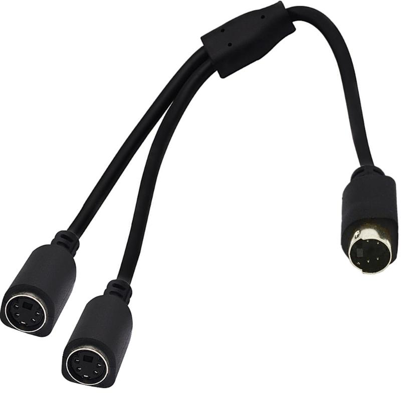 S-Video 4 Pin Mini DIN Y Splitter Connectors Cable Extension Cable 4 Pin S-Video Male to 2 Female Splitter for TVs VCRs