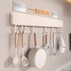 No-Drill Wall-Mounted White Kitchen Hook Rack for Pots, Lids, and Utensils