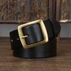 3.8cm Width Thick Retro Cowhide Genuine Leather Belt for Men Solid Brass Copper Pin Buckle Belts Male Strap for Jeans