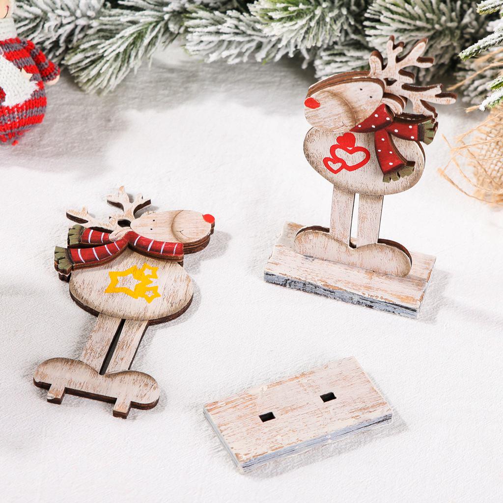 Retro Style Wooden Christmas Reindeer Decorations - Ideal for Hotel Window Displays and Desktop Ornaments