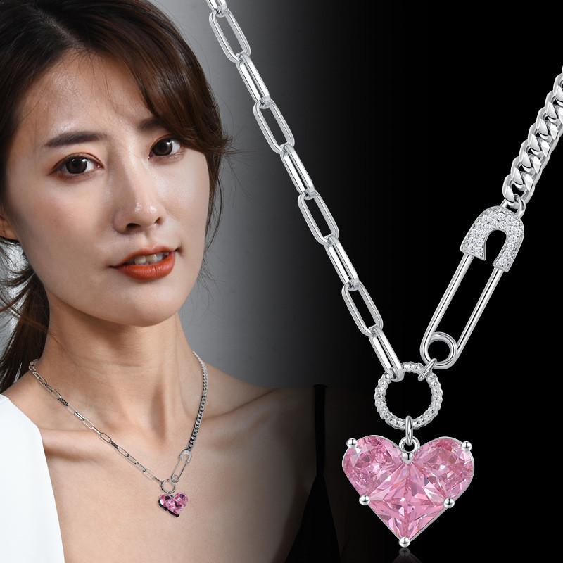 Elegant 2024 New Trendy Heart-shaped Necklace For Women With Mixed Gemstone Accents